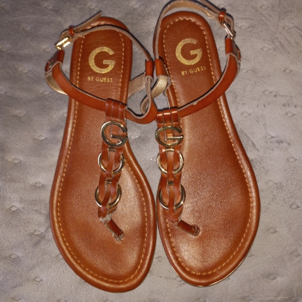 GUESS brown and gold sandals size 8